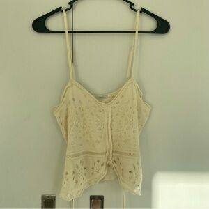 Kimchi Blue Cream White Knit Eyelet Cami Tank Top Size‎ S